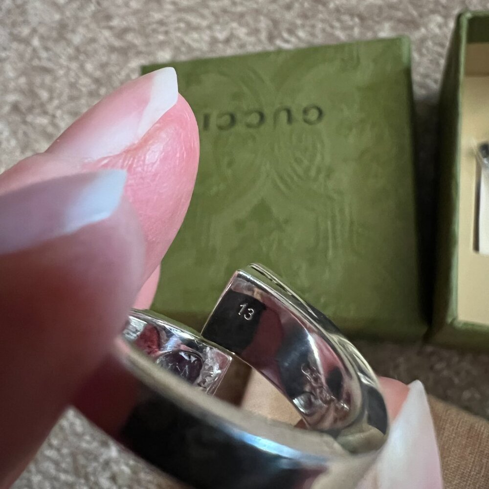 Gucci Sterling Silver 925 Amethyst Bypass Ring US Size 6.5 - Picture 3 of 3